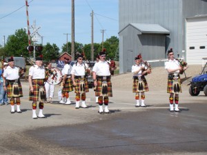 The band lining up at the beginning of the parade.