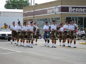 The band starting the trip down Central Ave during the East West Shrine Game Parade.